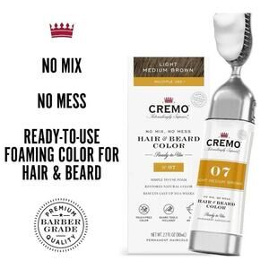CREMO No Mix No Mess HAIR & BEARD COLOR # 07 • LIGHT MEDIUM BROWN • New In Box